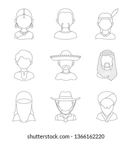 Vector illustration of imitator and resident logo. Collection of imitator and culture stock vector illustration.