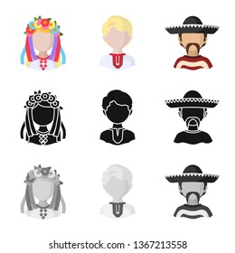 Vector illustration of imitator and resident logo. Set of imitator and culture stock vector illustration.
