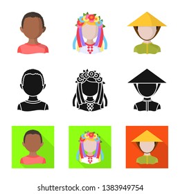 Vector illustration of imitator and resident logo. Set of imitator and culture stock symbol for web.