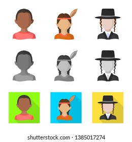 Vector illustration of imitator and resident logo. Collection of imitator and culture stock symbol for web.