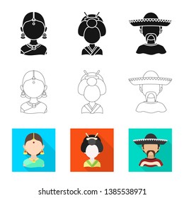Vector illustration of imitator and resident logo. Set of imitator and culture vector icon for stock.