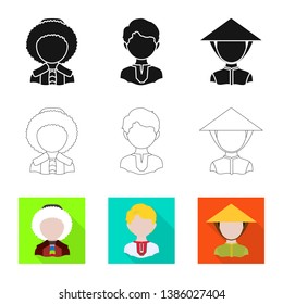 Vector illustration of imitator and resident logo. Collection of imitator and culture stock vector illustration.