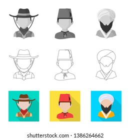 Vector illustration of imitator and resident logo. Set of imitator and culture stock vector illustration.