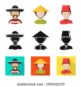 Vector illustration of imitator and resident logo. Collection of imitator and culture stock vector illustration.