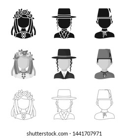 Vector illustration of imitator and resident logo. Collection of imitator and culture stock symbol for web.