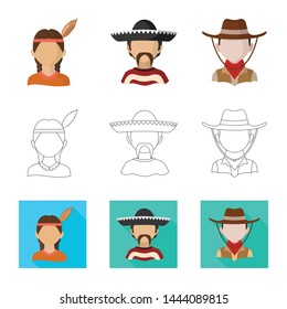Vector illustration of imitator and resident logo. Collection of imitator and culture stock symbol for web.