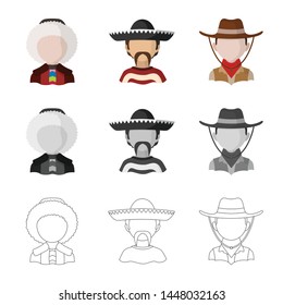 Vector illustration of imitator and resident logo. Collection of imitator and culture stock symbol for web.