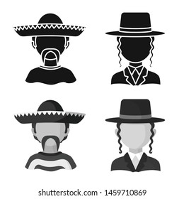 Vector illustration of imitator and resident logo. Collection of imitator and culture stock vector illustration.