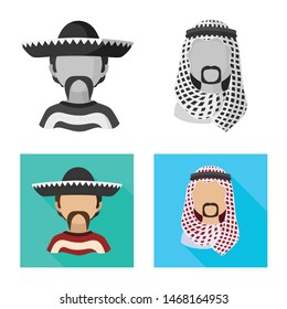 Vector illustration of imitator and resident logo. Collection of imitator and culture stock symbol for web.