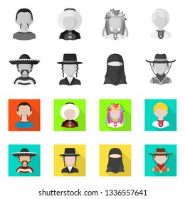 Vector illustration of imitator and resident sign. Collection of imitator and culture stock vector illustration.