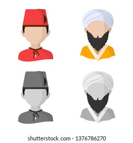 Vector illustration of imitator and resident symbol. Set of imitator and culture stock vector illustration.