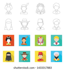 Vector illustration of imitator and resident symbol. Set of imitator and culture stock symbol for web.
