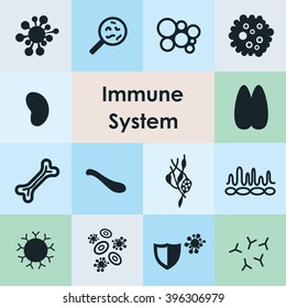 vector illustration / immune system icons set