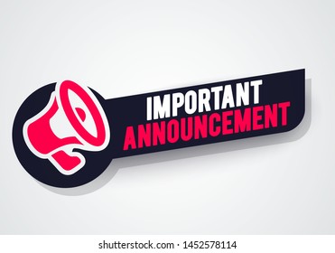 Vector Illustration Important Announcement Warning Megaphone Label