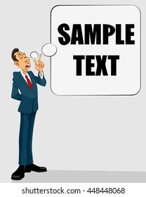 Vector illustration of a important businessman speaking 