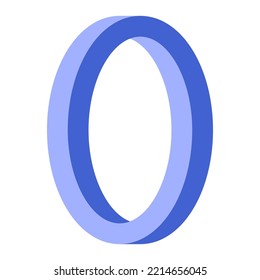 Vector illustration of impossible O on a white background. 3d impossible ellipse design.