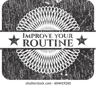 Vector illustration of Improve your routine on blackboard
