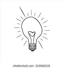 Ilustración vectorial de la lámpara o bulbo incandescente con forma asimétrica e impar.