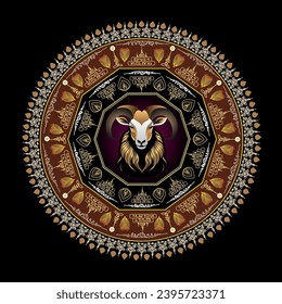 Vector illustration includes the twelve zodiac signs in a circle.