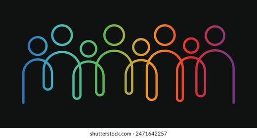 Vector illustration of inclusion and diversity on a black background.Vector illustration