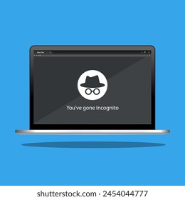 Vector Illustration of an Incognito Icon. Private Browsing on a Laptop
