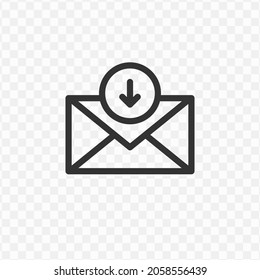 Vector illustration of incoming messages icon in dark color and transparent background(png).