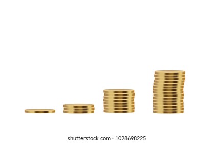 Vector Illustration of increasing pile of golden coin golden growth concept