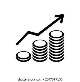 Vector illustration of increasing revenue icon on white background.