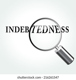 Vector illustration of indebtedness abstract concept with magnifying