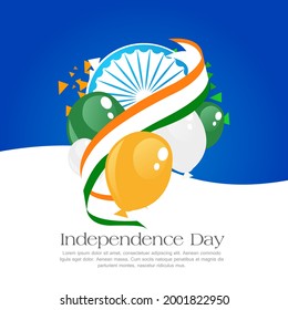 ilustración vectorial del día de la independencia. Diseño vectorial del 15 de agosto. iconos gráficos de vacaciones.