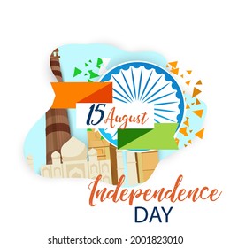 ilustración vectorial del día de la independencia. Diseño vectorial del 15 de agosto. iconos gráficos de vacaciones.