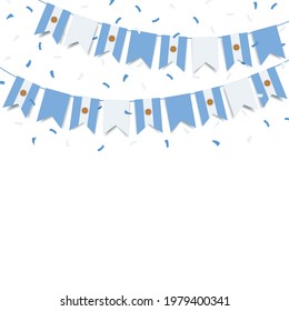 Vector Illustration of Independence Day of Argentina.  Garland with the flag of Argentina on a white background.