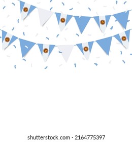 Vector Illustration of Independence Day of Argentina.  Garland with the flag of Argentina on a white background.
