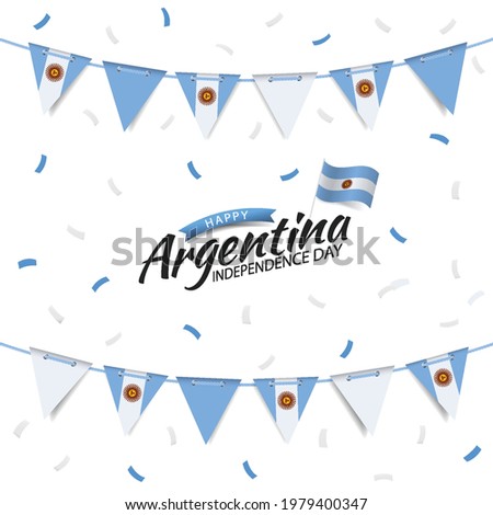 Vector Illustration of Independence Day of Argentina. Garland with the flag of Argentina on a white background.
