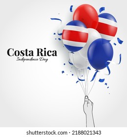 Vector Illustration of Independence Day in Costa Rica.  Hand with balloons.
