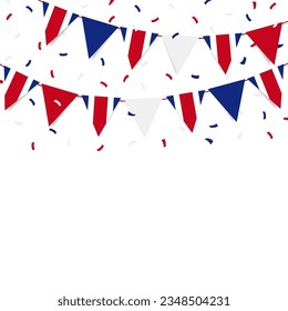 Vector Illustration. Independence Day in Costa Rica. Garland with the flag of Costa Rica on a white background.
