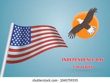 Vector illustration of an Independence Day with flag and eagle.
