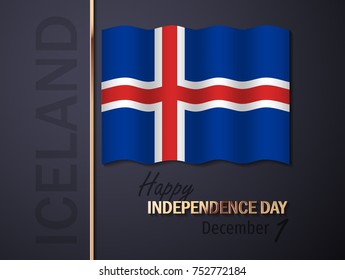 Vector Illustration for Independence Day of Iceland With Golden Elements