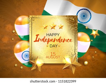 Vector illustration of Independence Day of India banner with Indian flag tricolor