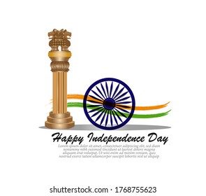 vector illustration of Independence day of India ,15 August-with Ashok Pillar,Ashok Chakra