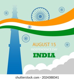 Vektorgrafik des Unabhängigkeitstags in Indien Feier am 15. August. Vektordesign-Elemente des nationalen Tages. Urlaubssymbole