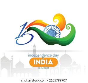 Vector illustration of INDEPENDENCE day of India with monuments and National symbol