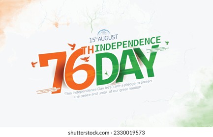 
vector illustration of Independence Day of India, for 76th Independence Day of India with indian monuments sketch and Creative National Tricolor Indian flag design and flying pigeon.
