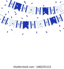 Vector Illustration of Independence Day of Israel. Garland from the flag of Israel on a white background.
