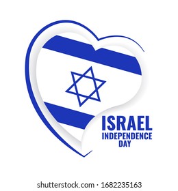 Vector Illustration of Independence Day of Israel. Israel flag in heart shaped
