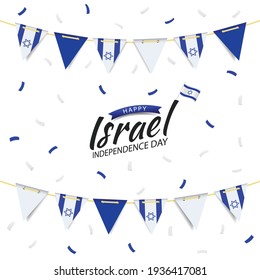 Vector Illustration of Independence Day of Israel. Garland with the flag of Israel on a white background.
