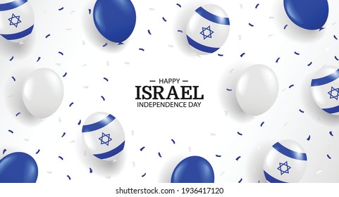 Vector Illustration of Independence Day of Israel. Background with balloons and confetti.
