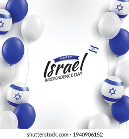 Vector Illustration of Independence Day of Israel. Background with balloons
