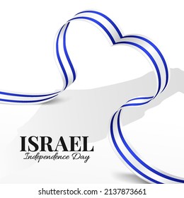 Vector Illustration Of Independence Day Of Israel. Ribbon
