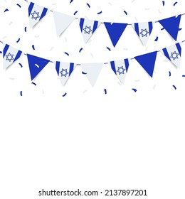 Vector Illustration of Independence Day of Israel. Garland from the flag of Israel on a white background.
